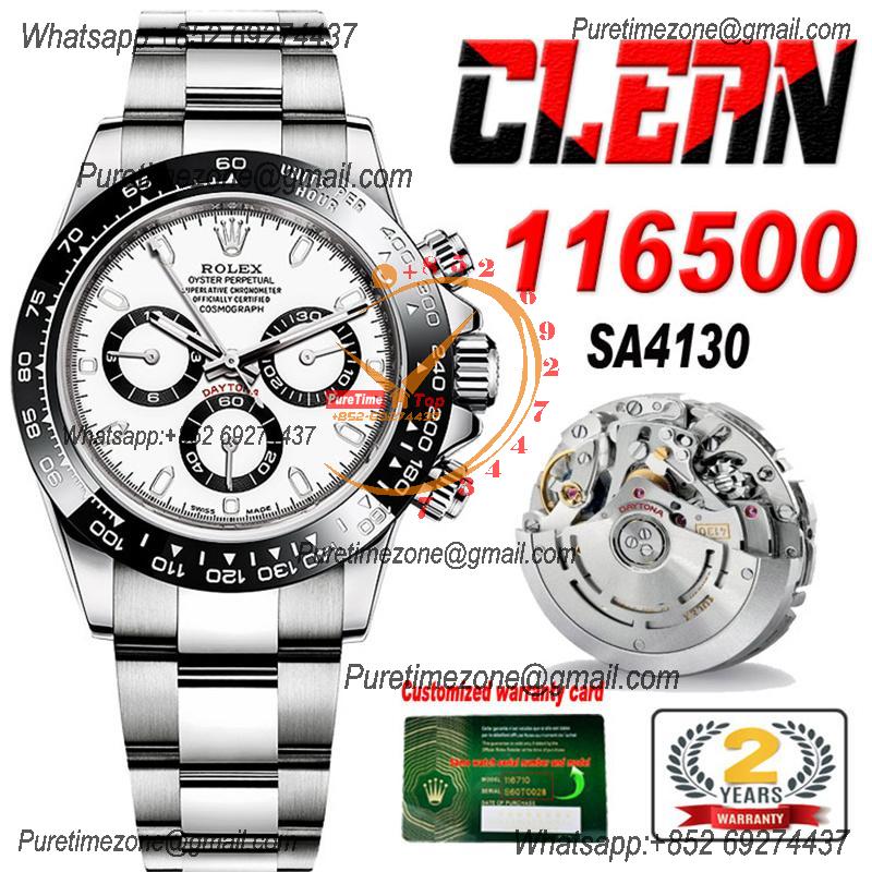 Daytona 116500 SA4130 Automatic Chronograph Mens Watch Best Edion CLEAN V3 Pamda Ceramic White Dial 904L SS Bracelet