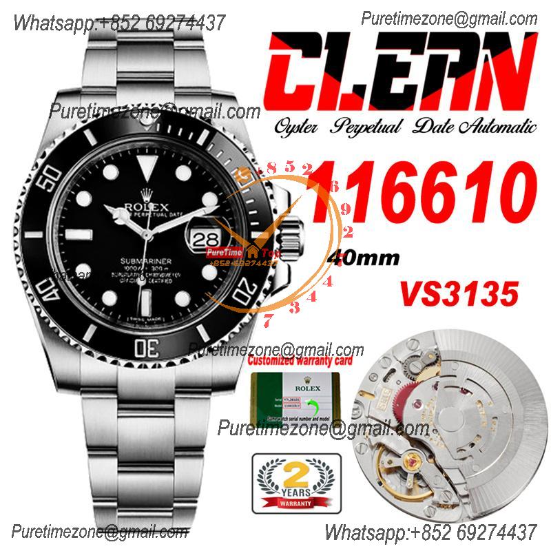 Submariner 116610LN VR3135 Automatic Mens Watch Best Edition Clean Ceramics Bezel Black Dial 904L SS Bracelet