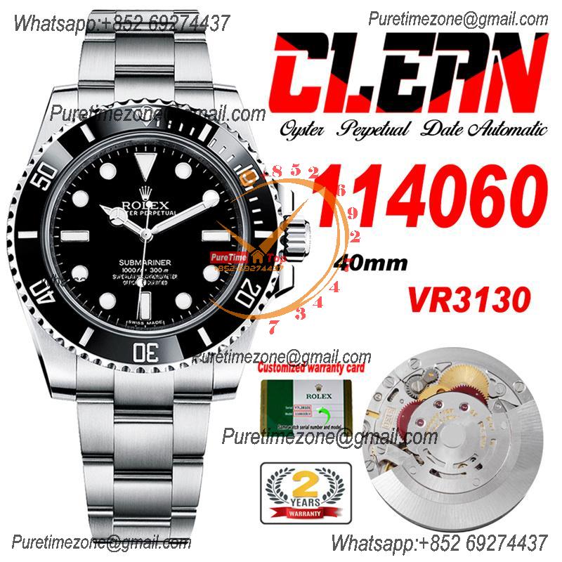 Submariner 114060 VR3130 Automatic Mens Watch Best Edition Clean Ceramics Bezel Black Dial 904L SS Bracelet