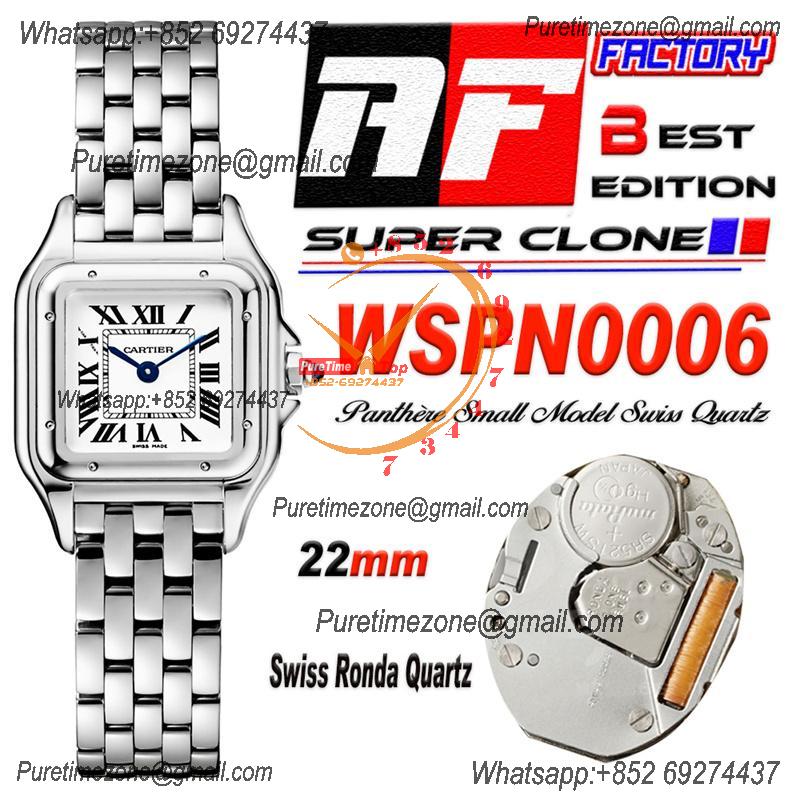 Panthère  Small Model WSPN0006 Ronda Quartz Womens Watch Best Edition AF 22 White Dial Stainless Steel Bracelet Ladies