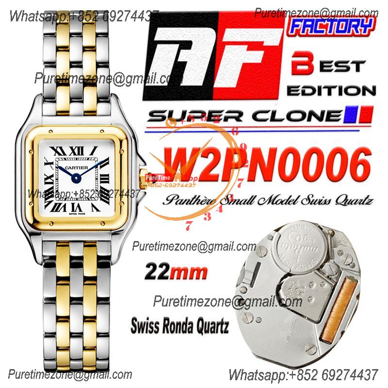 Panthère Small Model W2PN0006 Ronda Quartz Womens Watch Best Edition AF 22 YG White Roman Dial Stainless Steel Bracelet