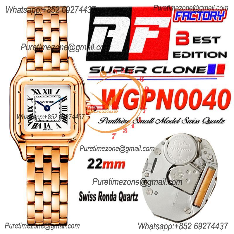 Panthère Small Model WGPN0040 Ronda Quartz Womens Watch Best Edition AF  22mm RG White Dial Stainless Steel Bracelet