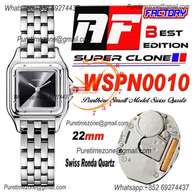 Panthère Small Model WSPN0010 Ronda Quartz Womens Watch Best Edition AF 22mm Gray Dial SS Bracelet Ladies