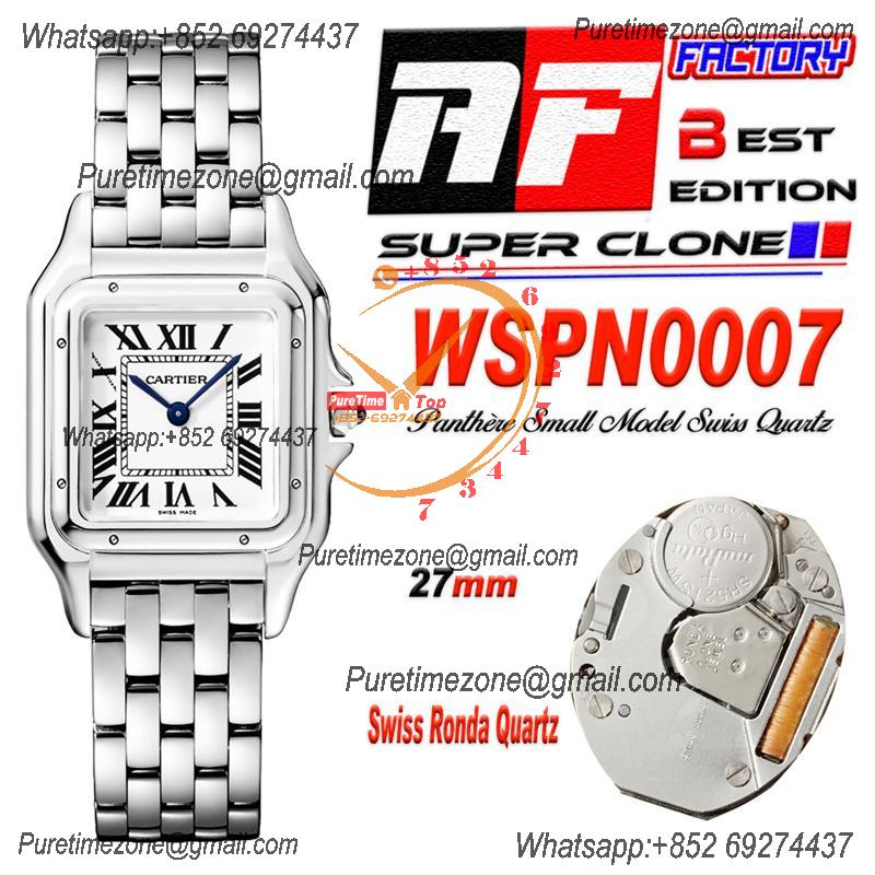 Panthère Medium Model WSPN0007 Ronda Quartz Womens Watch Best Edition AF 27mm White Dial SS Bracelet Ladies