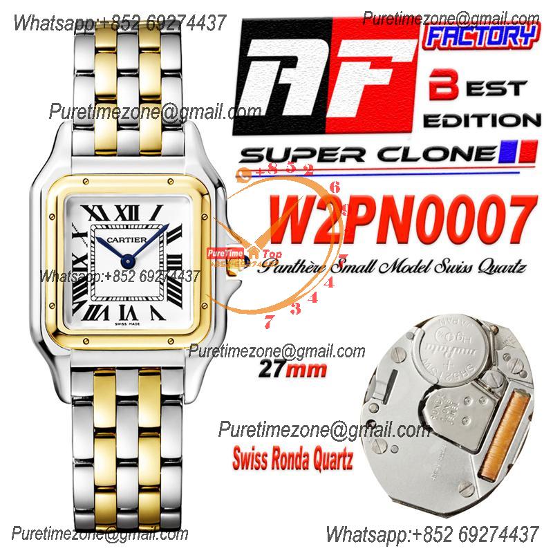 Panthère Medium Model W2PN0007 Ronda Quartz Womens Watch Best Edition AF 27mm YG White Dial SS Bracelet Ladies