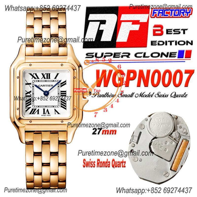 Panthère Medium Model WGPN0007 Ronda Quartz Womens Watch Best Edition AF 27mm RG White Dial SS Bracelet Ladies