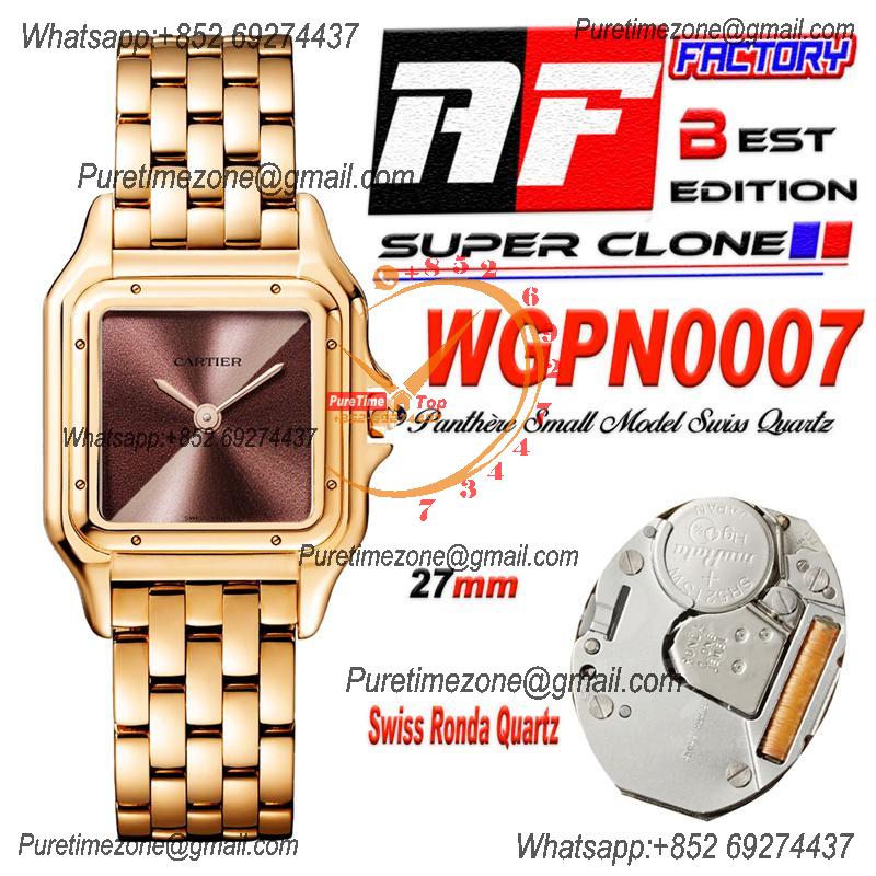 Panthère Medium Model WSPN0007 Ronda Quartz Womens Watch Best Edition AF RG 27mm Brown Dial SS Bracelet Ladies