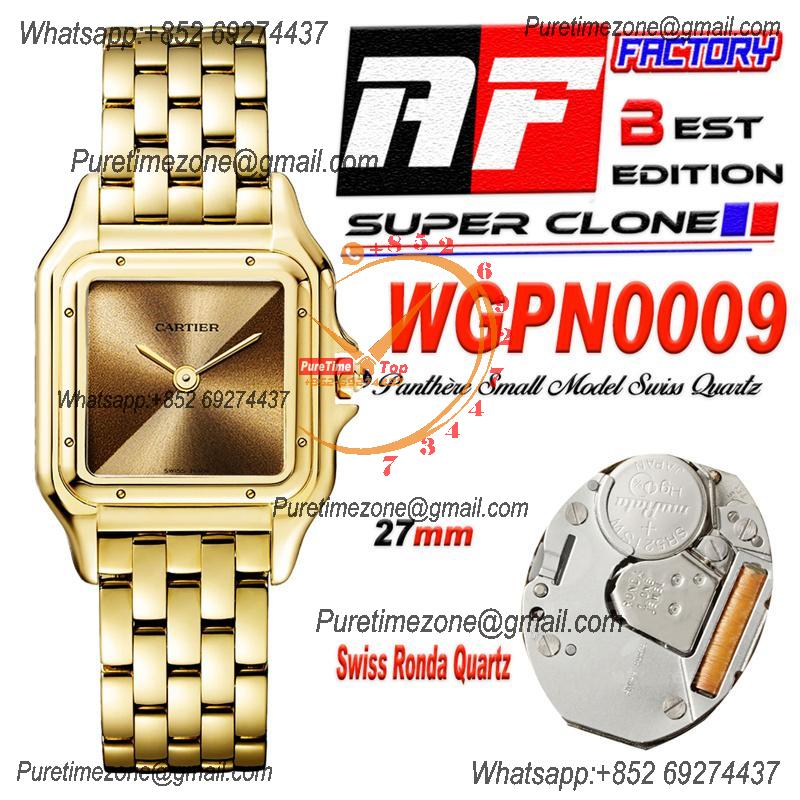 Panthère Medium Model WSPN0007 Ronda Quartz Womens Watch Best Edition AF YG 27mm Gold Dial SS Bracelet Ladies