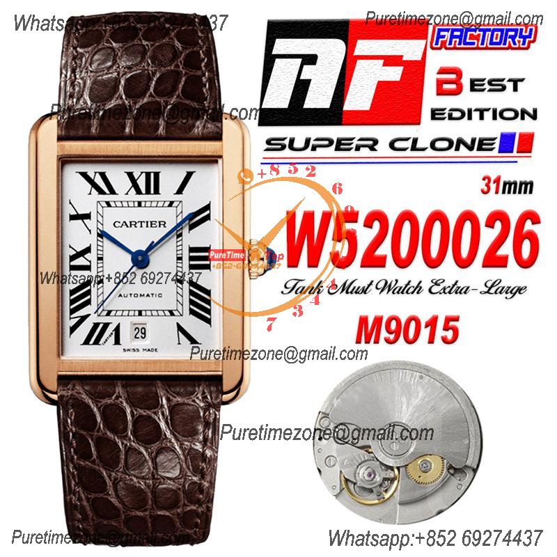 Tank Solo XL 31mm W5200026 M9015 Automatic Mens Watch Best Edition AF RG Brown Dial Black Leather Strap CHS