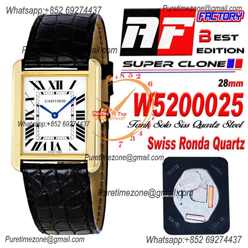 Tank Louis Must 28mm W5200025 Swiss Ronda Quartz Womens Watch Best Edition AF YG White Dial Leather Strap Ladies