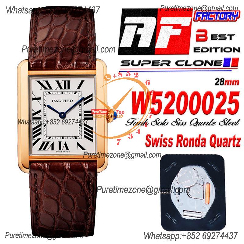 Tank Louis Must 28mm W5200025 Swiss Ronda Quartz Womens Watch Best Edition AF RG White Dial Leather Strap Ladies