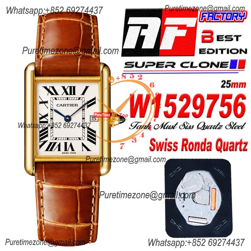 Tank Louis Must 25mm W1529756 Swiss Quartz Womens Watch Best Edition AF YG White Dial Leather Ladies