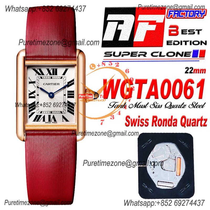 Tank Louis Small Model 22mm WGTA0061 Swiss Quartz Womens Watch Best Edition AF RG Red Dial Leather