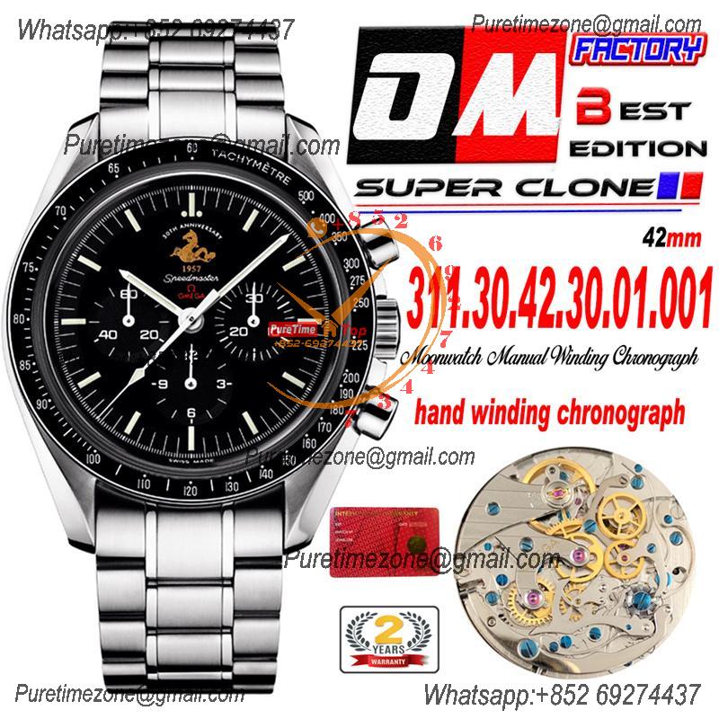 Speedmaster 50th Anniversary Limited Edition Manual Winding Chronograph Mens Watch Best Edition OMF Black Dial SS CHS