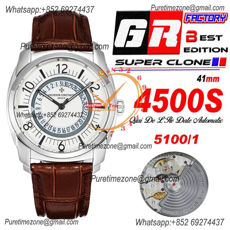 Quai De L'ile 4500S A5100 Automatic Mens Watch Best Edition GRF White Dial Brown Leather Strap CHS