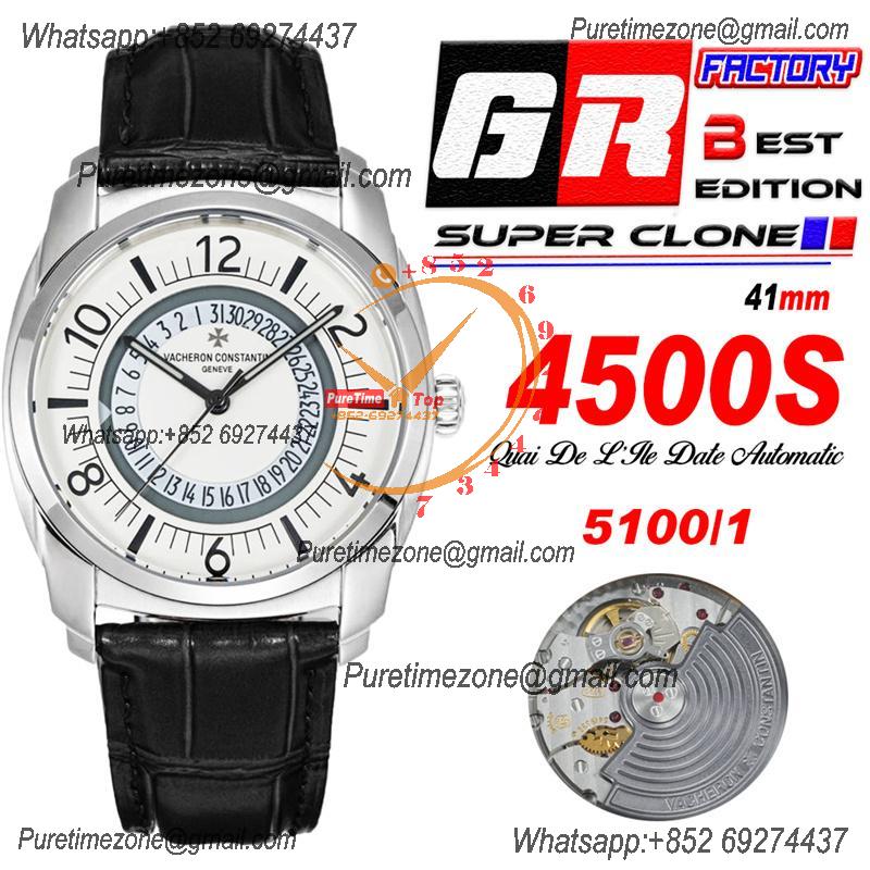 Quai De L'ile 4500S A5100 Automatic Mens Watch Best Edition GRF White Dial Black Leather Strap CHS