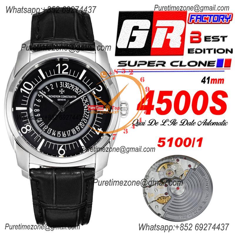 Quai De L'ile 4500S A5100 Automatic Mens Watch Best Edition GRF Black Dial Black Leather Strap CHS