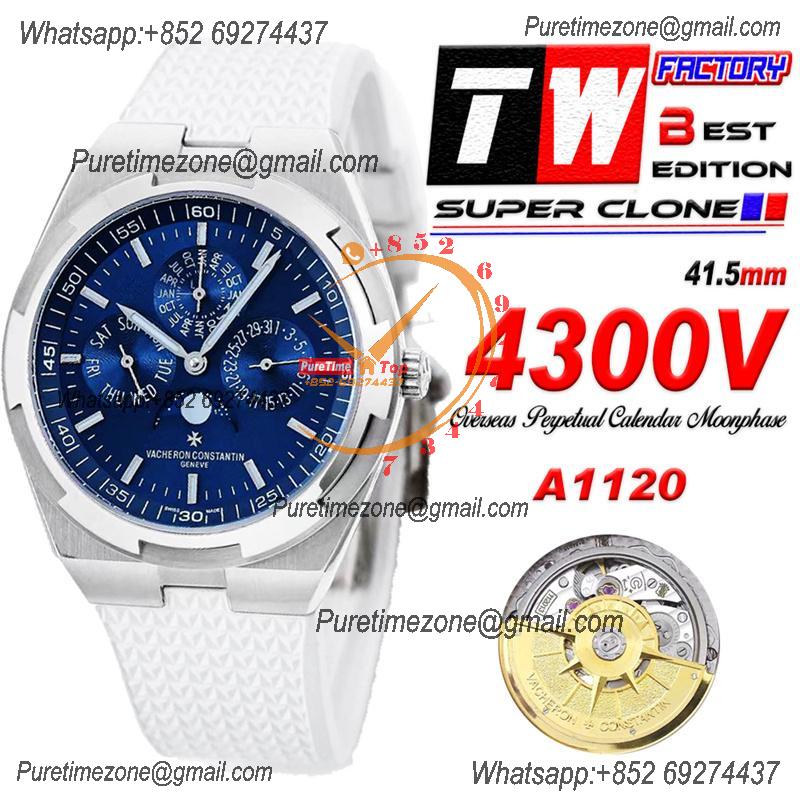 Overseas Perpetual Calendar Moonphase  43200V A1120 Automatic Mens Watch Best Edition TWF SS Blue Dial Rubber CHS