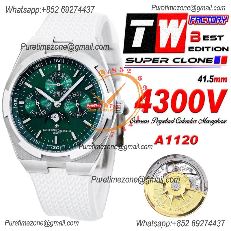 Overseas Perpetual Calendar Moonphase  43200V A1120 Automatic Mens Watch Best Edition TWF SS Green Dial Rubber CHS