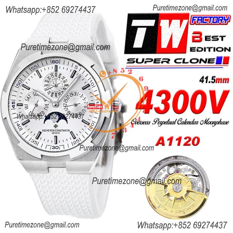 Overseas Perpetual Calendar Moonphase  43200V A1120 Automatic Mens Watch Best Edition TWF SS Silver Dial Rubber CHS