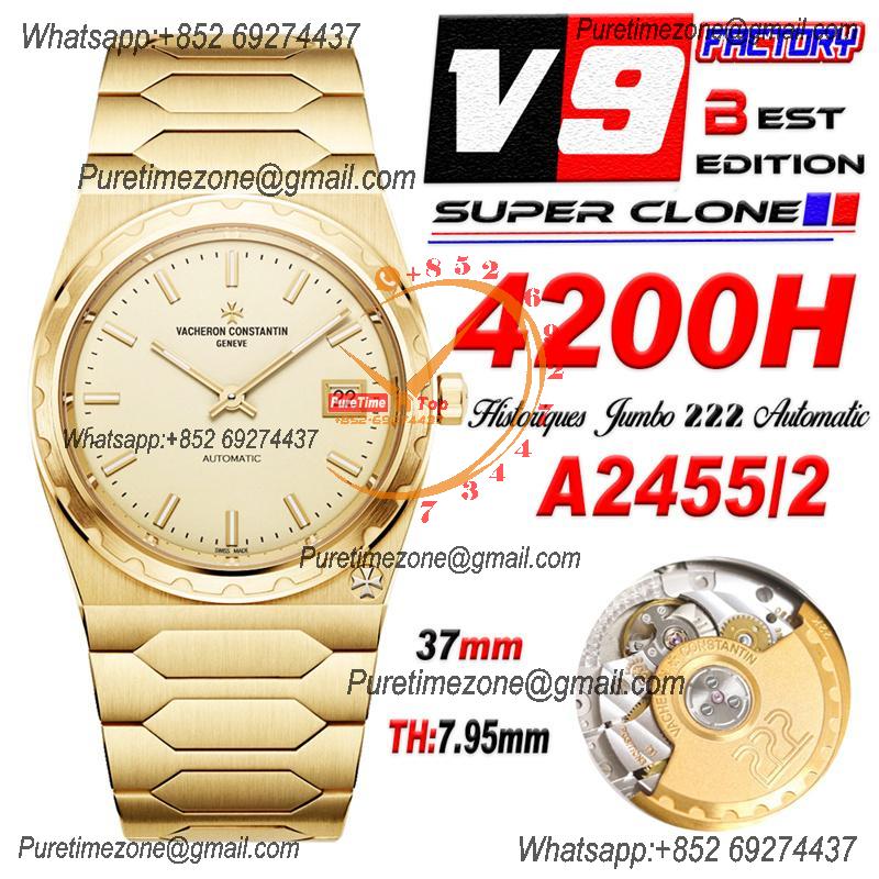 Historiques 4200H 222 Jumbo A2455 Automatic Mens Womens Unisex Watch Best Edition V9F YG Champagne Dial CHS