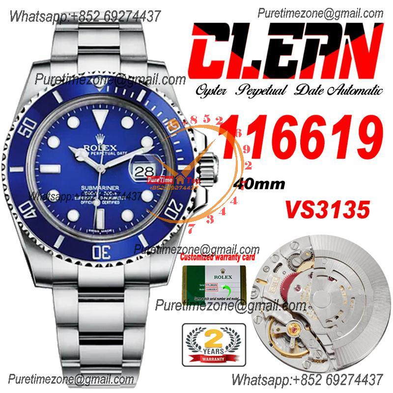 Submariner 116618LB VR3135 Automatic Mens Watch Best Edition Clean Ceramics Bezel Blue Dial 904L SS Bracelet