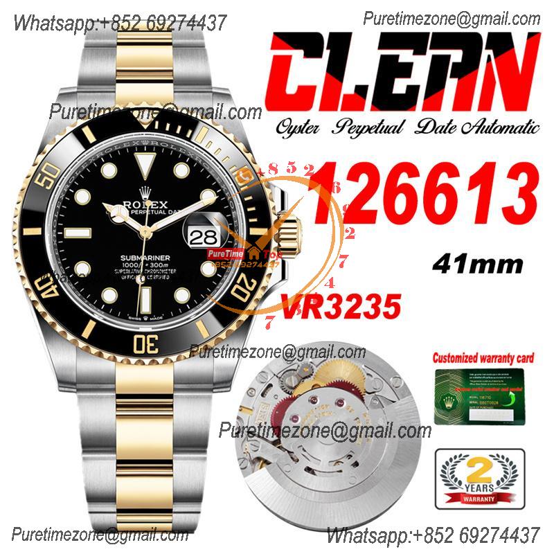 Submariner 126613 VR3235 Automatic Mens Watch Best Edition Clean YG Ceramic Bezel Black Dial 904L SS Bracelet