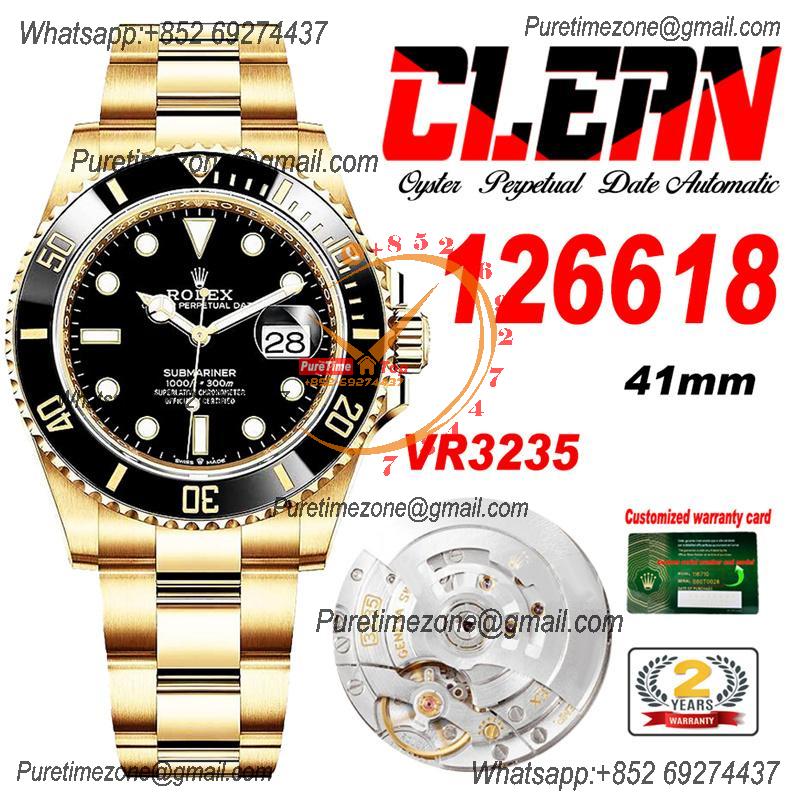 mariner 126618 VR3235 Automatic Mens Watch Best Edition Clean YG Ceramic Bezel Black Dial 904L SS Bracelet CHS