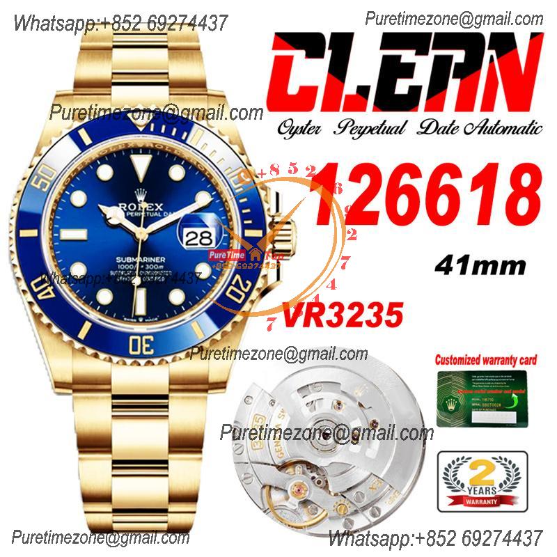 mariner 126618 VR3235 Automatic Mens Watch Best Edition Clean YG Ceramic Bezel Blue Dial 904L SS Bracelet CHS