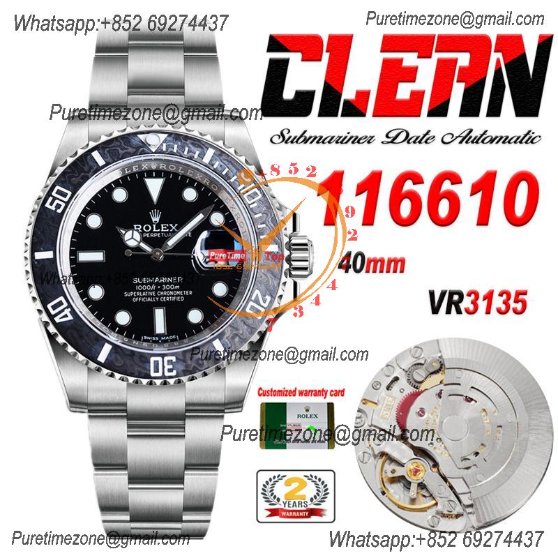 Submariner 116610LN VR3135 Automatic Mens Watch Best Edition Clean Fiber Bezel Black Dial 904L SS Bracelet CHS