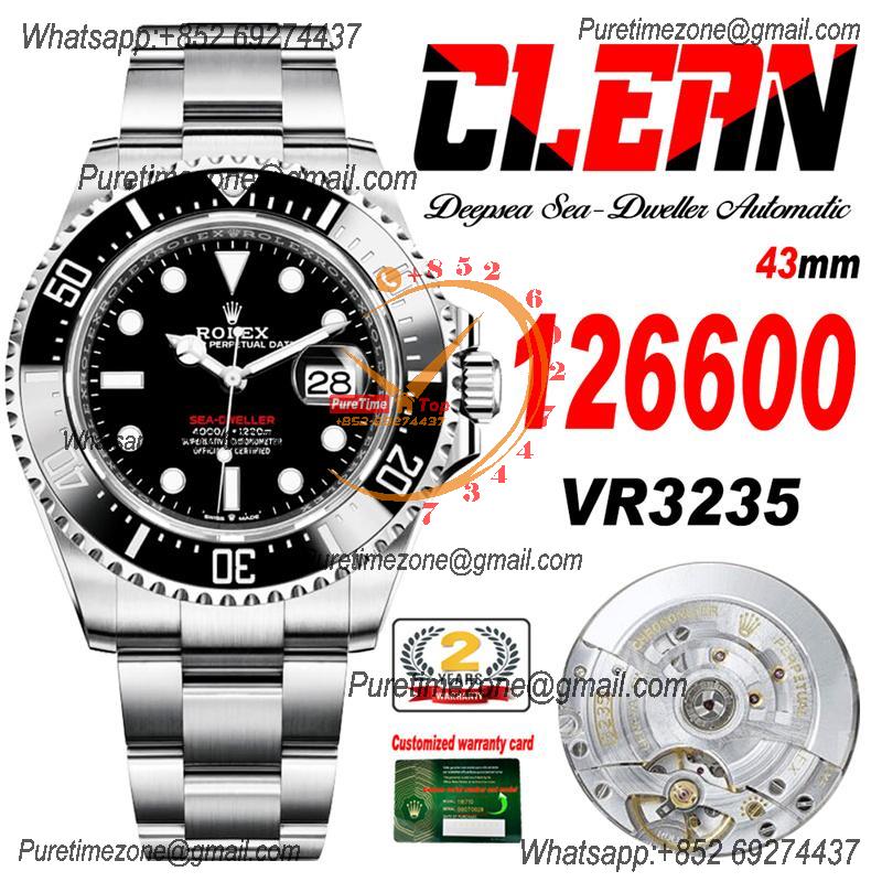 Sea-Dweller 126600 VR3235 Automatic Mens Watch Best Edition Clean Single Red 50th Black Dial 904L SS Bracelet CHS