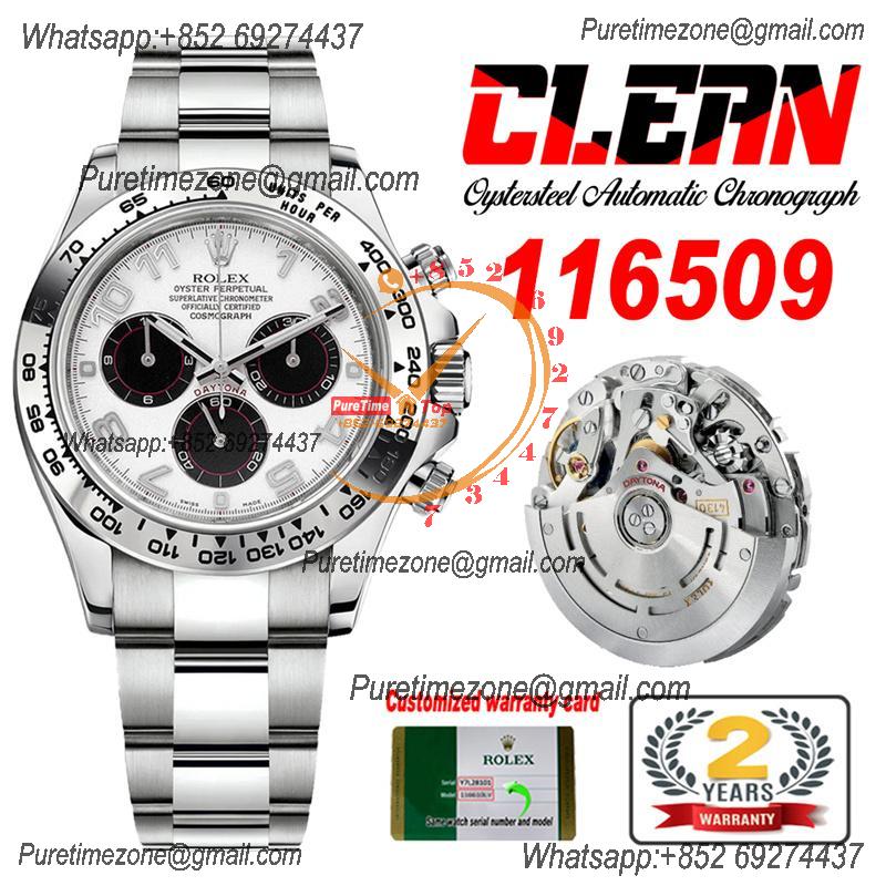 Daytona 116509 SA4130 Automatic Chronograph Mens Watch Best Edition CLEAN  V3 White Stick Dial 904L Steel Bracelet CHS