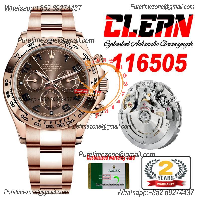 Daytona 116505 SA4130 Automatic Chronograph Mens Watch Best Edition CLEAN V3 RG Brown Diamonds Dial 904L SS Bracelet CHS