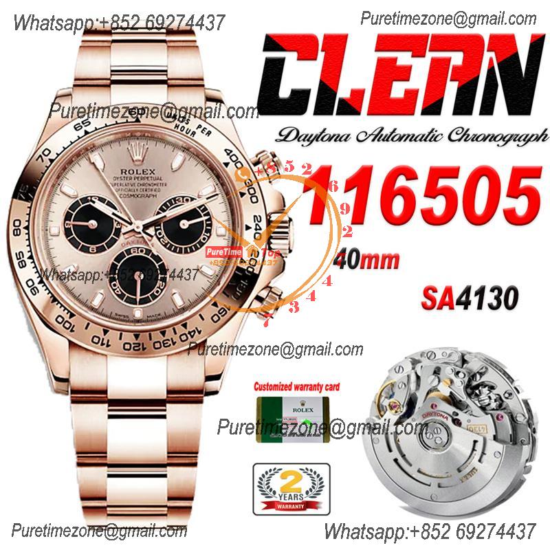 Daytona 116505 SA4130 Automatic Chronograph Mens Watch Best Edition CLEAN V3 RG Gold Dial 904L SS Bracelet CHS