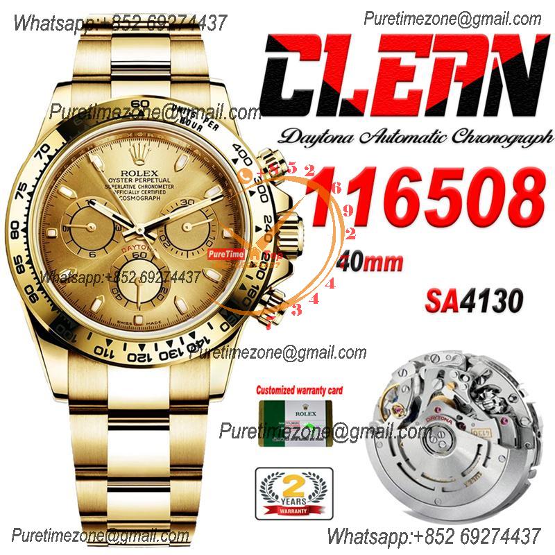 Daytona 116508 SA4130 Automatic Chronograph Mens Watch Best Edition CLEAN  V3 YG Champagne Dial 904L SS Bracelet CHS