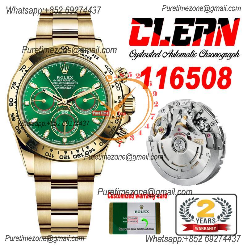 Daytona 116508 SA4130 Automatic Chronograph Mens Watch Best Edition CLEAN  V3 YG Green Dial 904L Steel Bracelet CHS