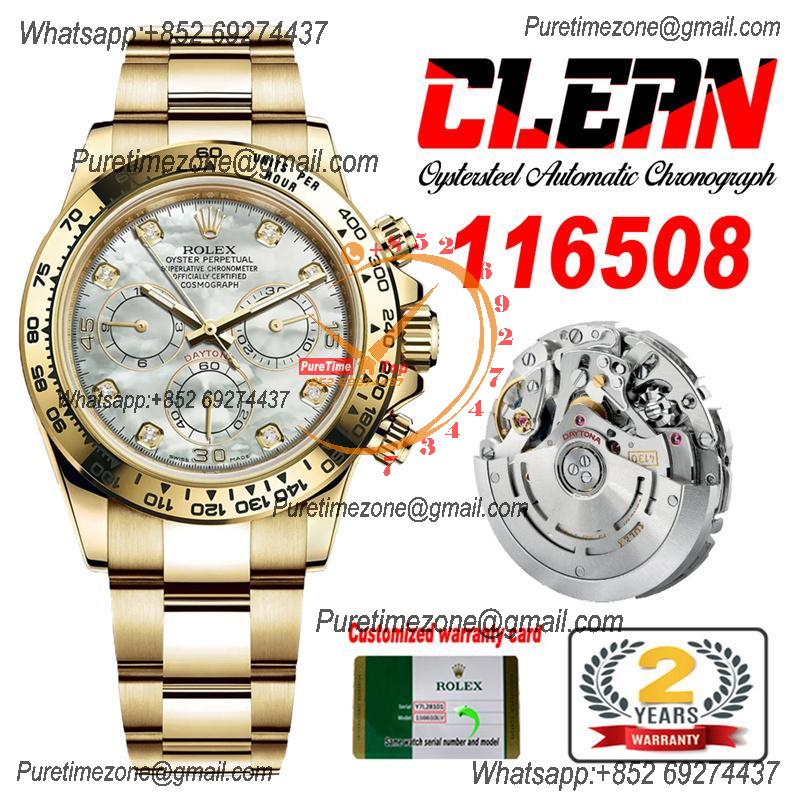 Daytona 116508 SA4130 Automatic Chronograph Mens Watch Best Edition CLEAN V3 YG MOP Dial 904L Steel Bracelet CHS