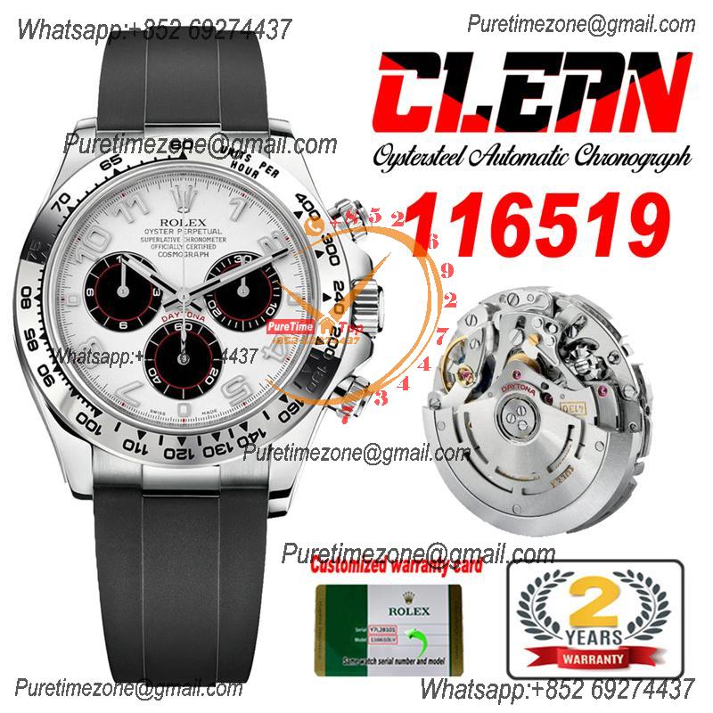 Daytona 116519 SA4130 Automatic Chronograph Mens Watch Best Edition CLEAN V3 SS White Dial Black Oysterflex Rubber