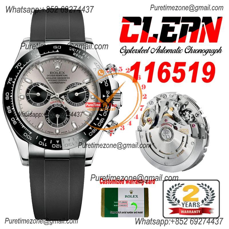 Daytona 116519 SA4130 Automatic Chronograph Mens Watch Best Edition CLEAN V3 SS Gray Dial Black Oysterflex Rubber