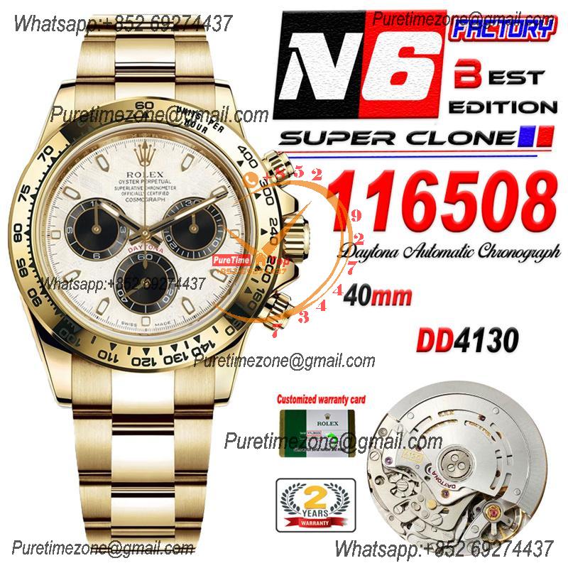 Daytona 116508 DD4130 Automatic Chronograph Mens Watch Best Edition N6F YG Real Meteorite Dial 904L SS Bracelet CHS