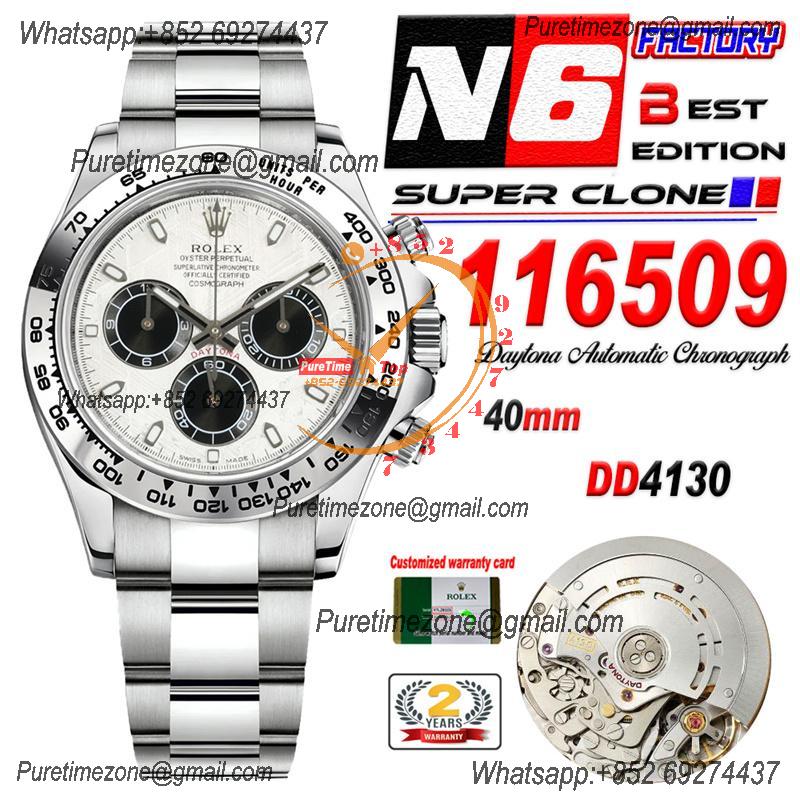 Daytona 116509 DD4130 Automatic Chronograph Mens Watch Best Edition N6F Real Meteorite Dial 904L SS Bracelet CHS