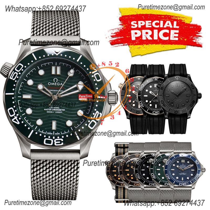 Special Prices Seamaster Diver 300M A21J Automatic Mens Watch 42 Ceramics Bezel Green Dial Mesh Bracelet CHS