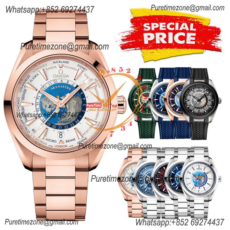 Special Prices Aqua Terra 150M Worldtime A21J Automatic Mens Watch 41 RG White Dial Stainless Steel Bracelet CHS