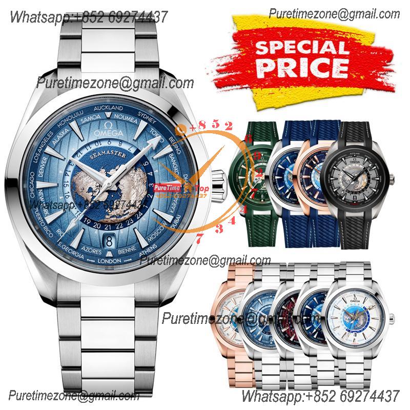 Special Prices Aqua Terra 150M Worldtime A21J Automatic Mens Watch 41 ICE Blue Dial Stainless Steel Bracelet CHS