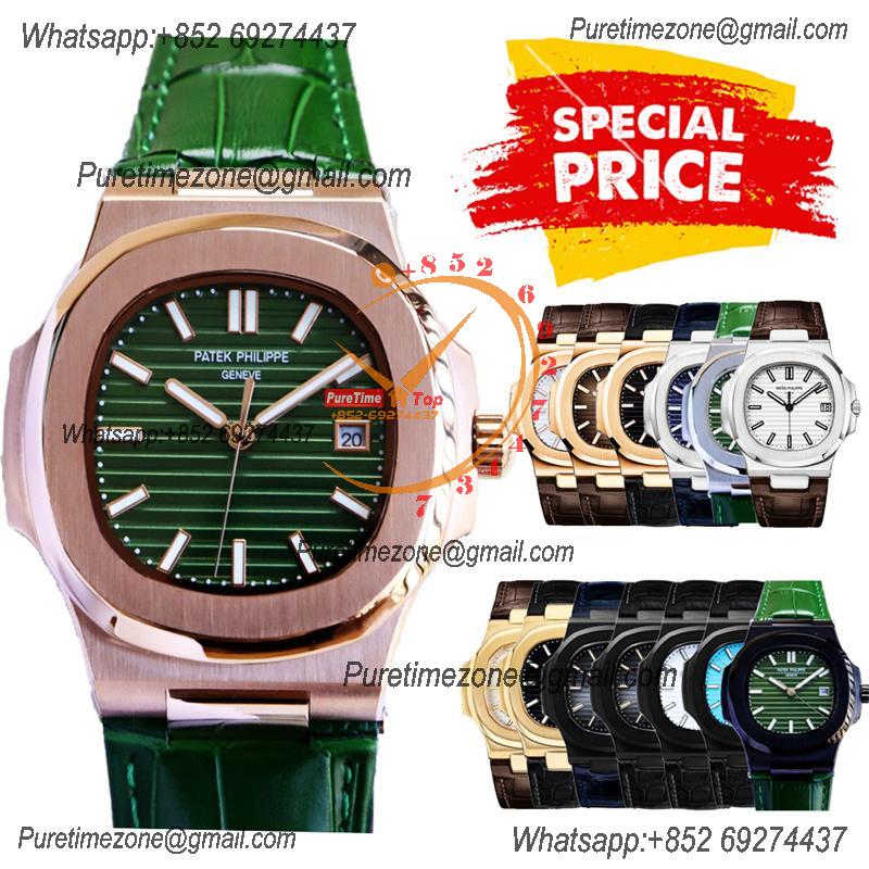 Special Prices Nautilus 5711 A21J Automatic Mens Watch 40 RG Green Dial Leather Strap CHS