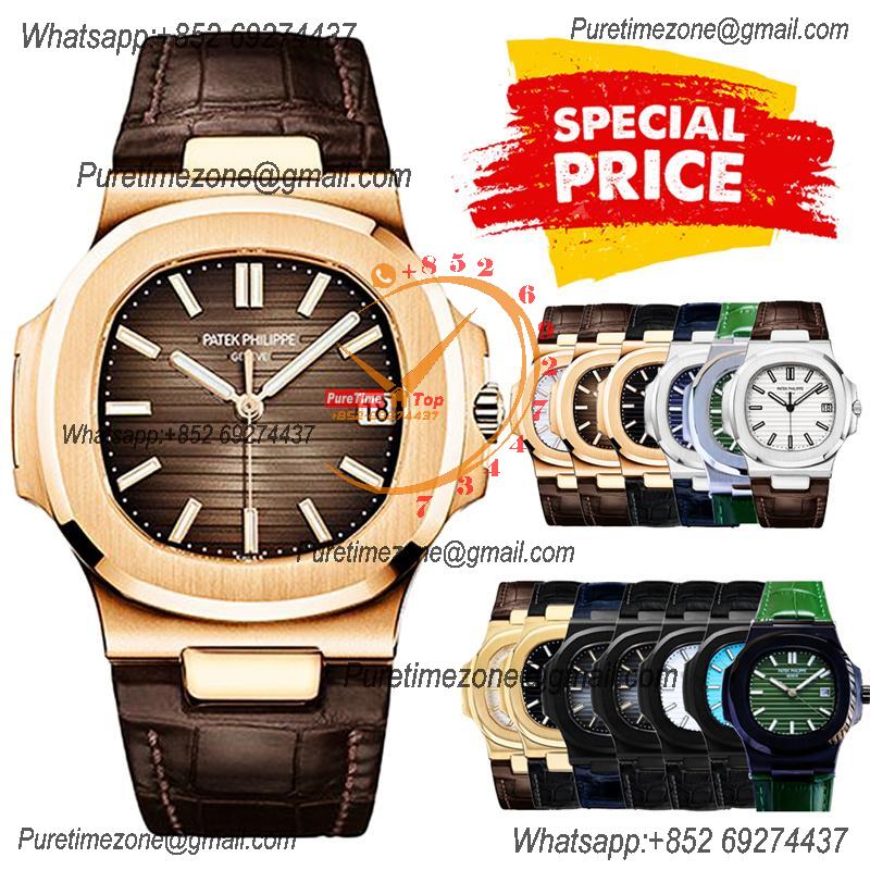 Special Prices Nautilus 5711 A21J Automatic Mens Watch 40 RG Brown Dial Leather Strap CHS