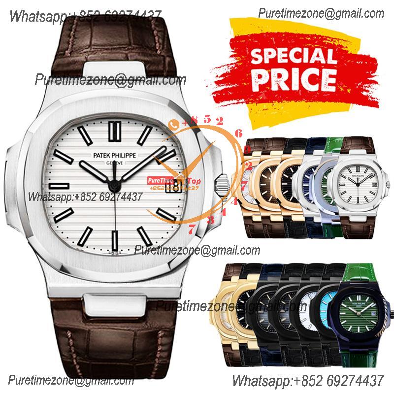 Special Prices Nautilus 5711 A21J Automatic Mens Watch 40 Steel Case White Dial Leather Strap CHS