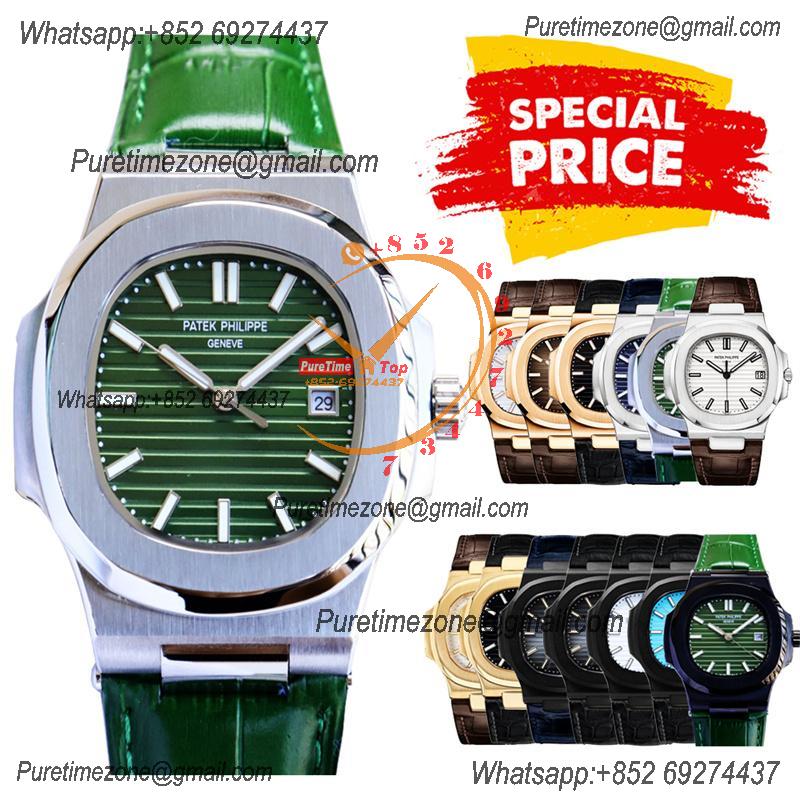 Special Prices Nautilus 5711 A21J Automatic Mens Watch 40 Steel Case Green Dial Leather Strap CHS