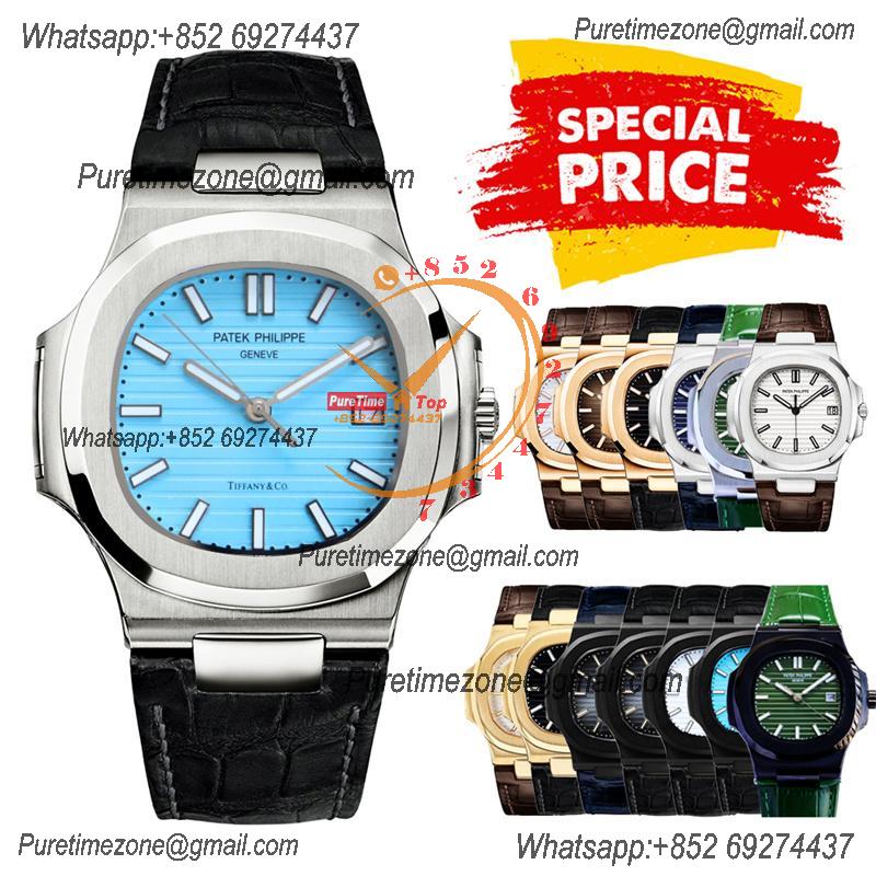 Special Prices Nautilus 5711 A21J Automatic Mens Watch 40 Steel Case Tiffany Blue Dial Leather Strap CHS