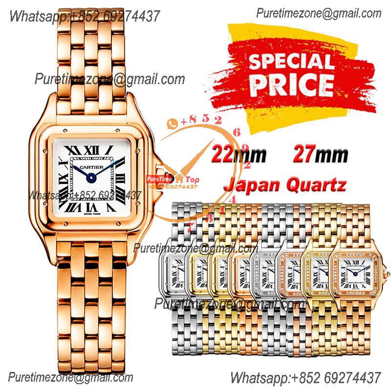 Special Prices 22mm 27mm Panthère Japan Quartz Womens Watch RG White Dial Stainless Steel Bracelet